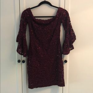 Red Sequin off-the shoulder dress